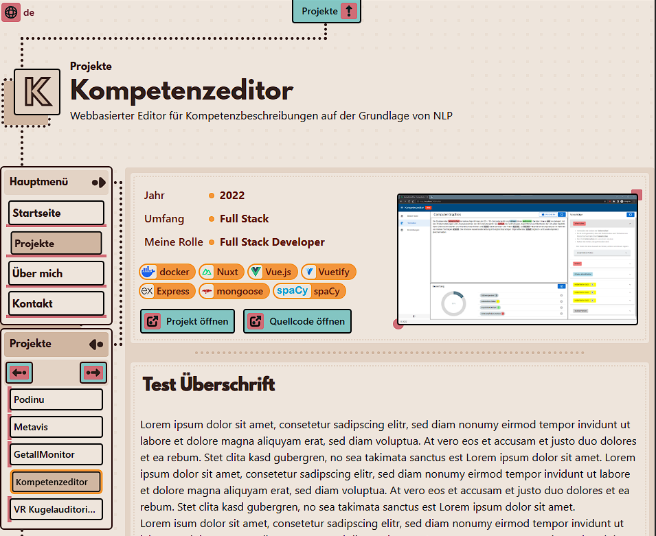 Screenshot eines Beispielprojektes. Screenshot eines Beispielprojektes.